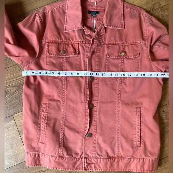 J.Crew Classic Denim Jacket Coral- Size Large - Picture 11 of 11